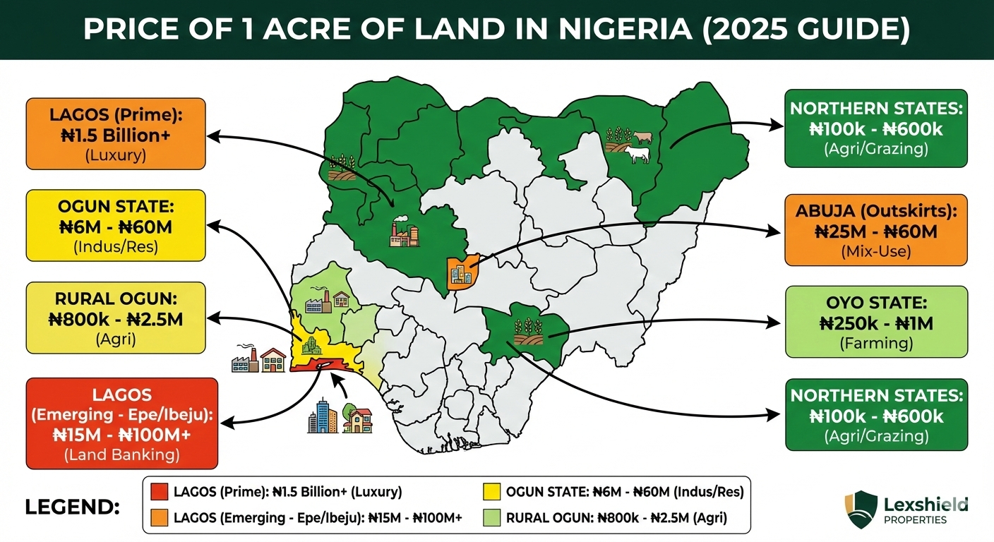 price of 1 acre of land in nigeria